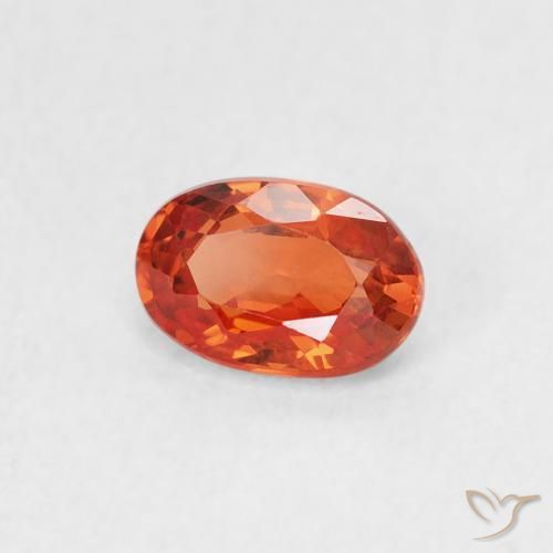 Saphir Orange rougeâtre naturelle ovale, 0.77 ct, VS