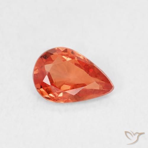 Saphir Orange feu naturelle En forme de poire, 0.44 ct, VS