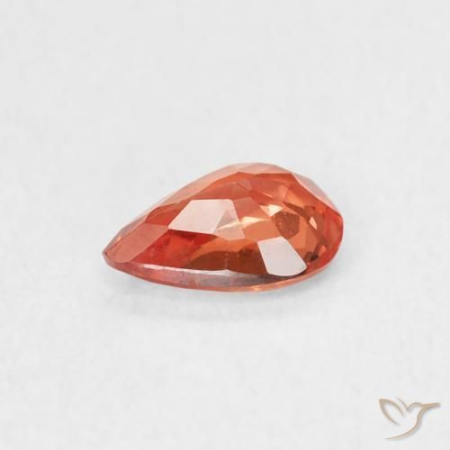 Saphir Orange feu naturelle En forme de poire, 0.44 ct, VS