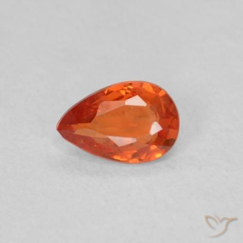 0.40ct Naturel Orange rougeâtre Saphir, En forme de poire, VS