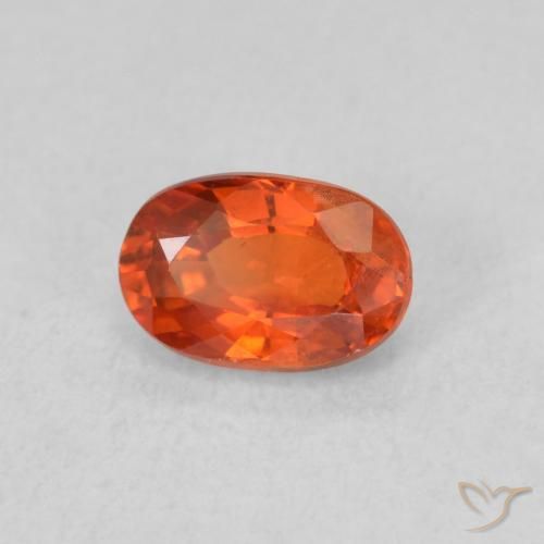 Saphir Orange rougeâtre naturelle ovale, 0.75 ct, VS