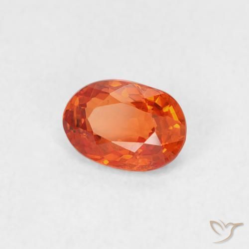 Saphir Orange feu naturelle ovale, 0.59 ct, VVS