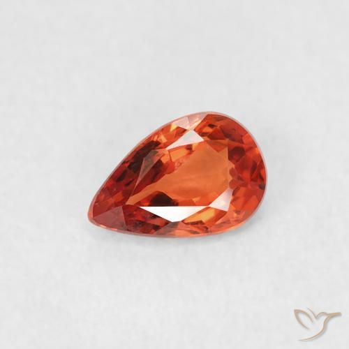 Saphir Orange rougeâtre naturelle En forme de poire, 0.39 ct, VVS