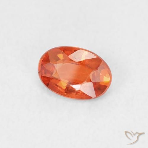 Saphir Orange rougeâtre naturelle ovale, 0.53 ct, VVS