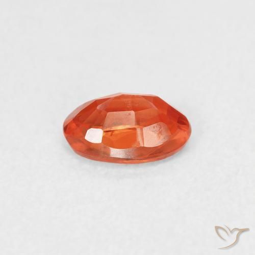 Saphir Orange rougeâtre naturelle ovale, 0.53 ct, VVS