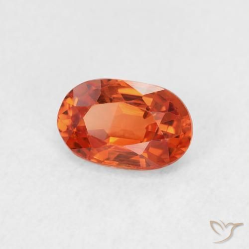 Saphir Orange rougeâtre naturelle ovale, 0.71 ct, VVS