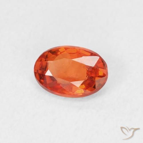 Saphir Orange rougeâtre naturelle ovale, 0.53 ct, VVS