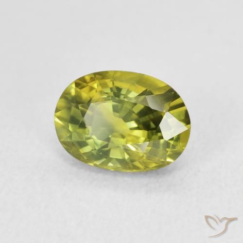 Saphir Vert jaunâtre naturelle ovale, 2.04 ct, VVS-VS