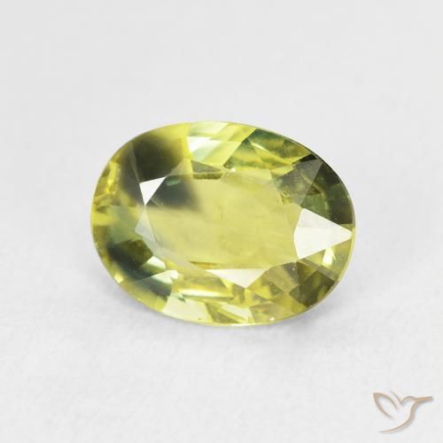 Saphir Vert jaune naturelle ovale, 2.54 ct, VVS-VS
