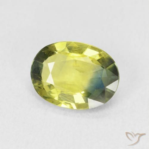 Saphir Vert jaune naturelle ovale, 1.83 ct, VVS-VS