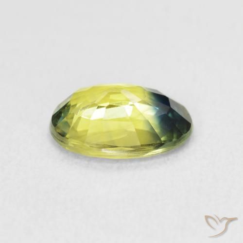 Saphir Vert jaune naturelle ovale, 1.83 ct, VVS-VS