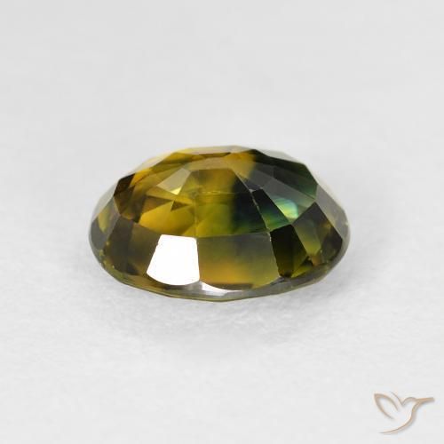 Saphir Vert chaud naturelle ovale, 3.42 ct, VS