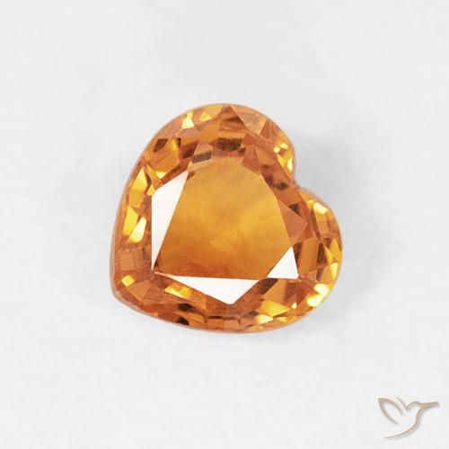 0.43ct Naturel Orange moyen Saphir, Cœur, VVS-VS
