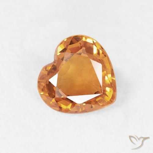 Saphir Orange moyen naturelle Cœur, 0.43 ct, VVS-VS