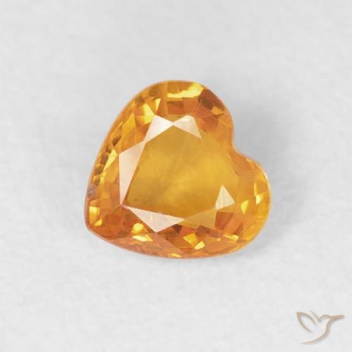 Saphir jaune de 0,44 carats à vendre, Cœur Saphir en vrac du Mozambique, Gemme naturelle, 4,7 x 4,6 mm, Photo A