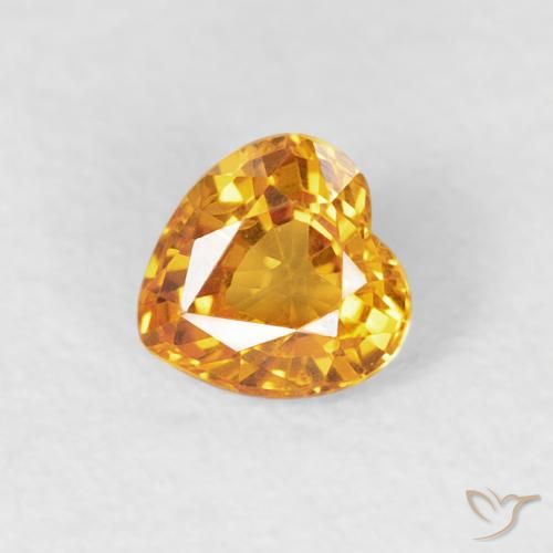 0.40ct Naturel Orange-or Saphir, Cœur, VVS-VS