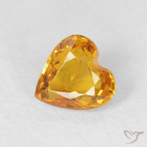 0.51ct Naturel Medium Light-Orange Saphir, Cœur, VVS-VS