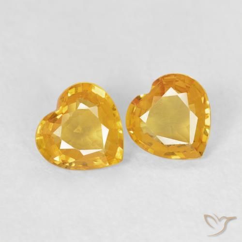 0.61ctw Naturel Orange Doré Saphir, Cœur, VVS-VS