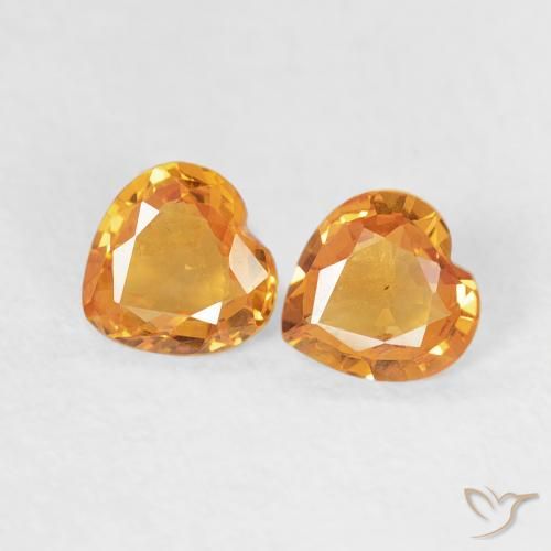 0.59ctw Naturel Or Saphir, Cœur, VVS-VS
