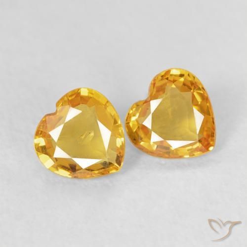 0.72ctw Naturel Orange Doré Saphir, Cœur, VS