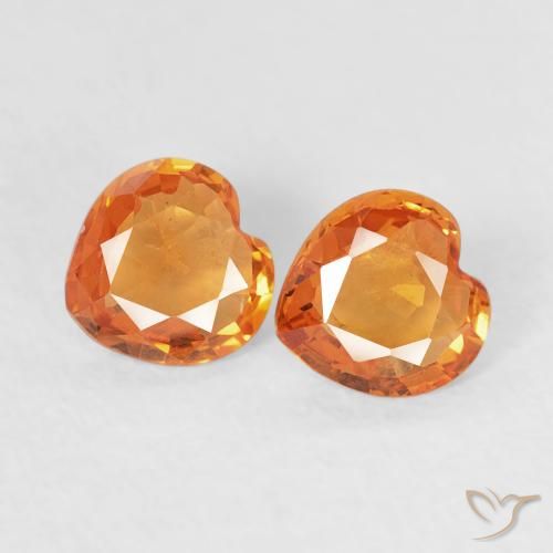 0.66ctw Naturel Orange moyen Saphir, Cœur, VVS-VS