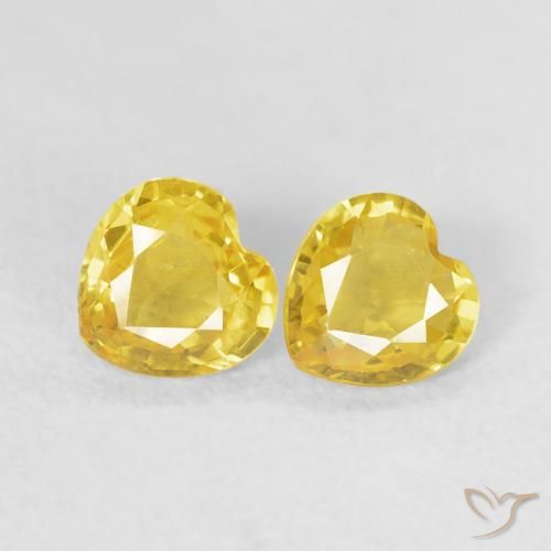 0.73ctw Naturel Jaune Saphir, Cœur, VS
