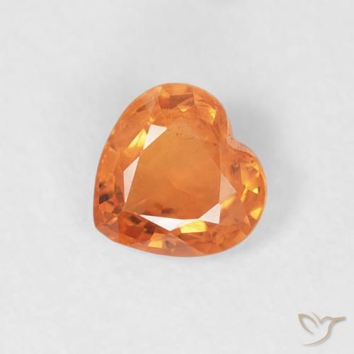 0.43ct Naturel Orange vif Saphir, Cœur, VS
