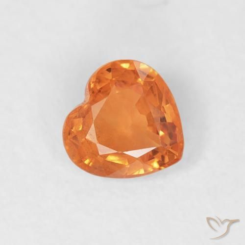 Saphir Orange vif naturelle Cœur, 0.43 ct, VS