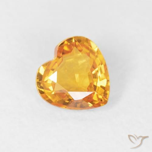 Saphir Orange moyen naturelle Cœur, 0.43 ct, VS