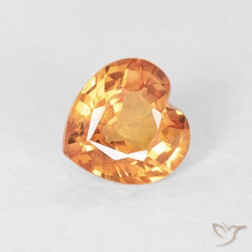 0.41ct Naturel Orange intense Saphir, Cœur, VS