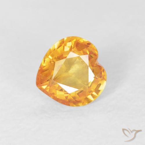 0.45ct Naturel Orange-or Saphir, Cœur, VS