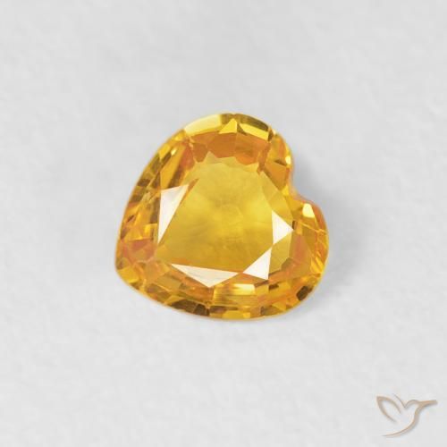 0.35ct Naturel Or-orange moyen Saphir, Cœur, VS