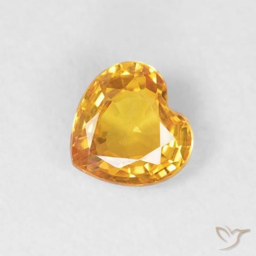 0.43ct Naturel Or-orange moyen Saphir, Cœur, VVS-VS