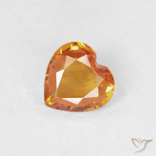 0.36ct Naturel Abricot orange Saphir, Cœur, VS