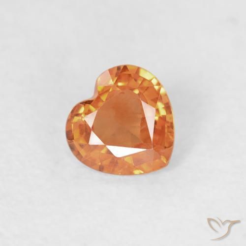 0.36ct Naturel Orange moyen Saphir, Cœur, VS