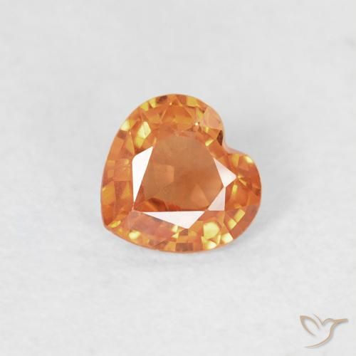 Saphir Orange moyen naturelle Cœur, 0.36 ct, VS