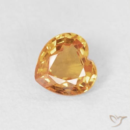 0.47ct Naturel Orange-or Saphir, Cœur, VS