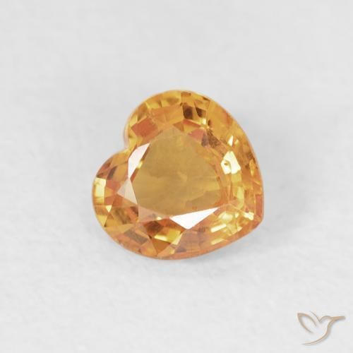 Saphir Orange-or naturelle Cœur, 0.47 ct, VS