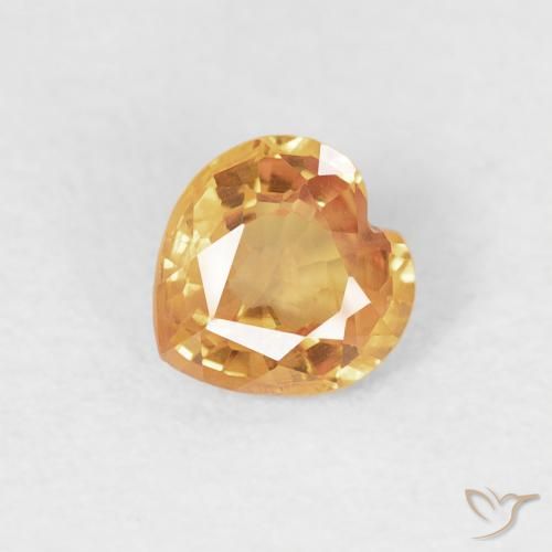 0.41ct Naturel Orange-or Saphir, Cœur, VS
