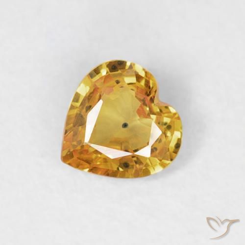 0.35ct Naturel Or-orange moyen Saphir, Cœur, VS