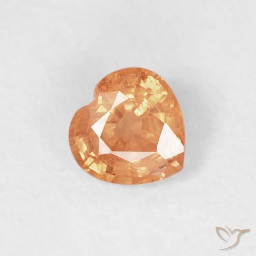 0.45ct Naturel Orange moyen Saphir, Cœur, VS-SI