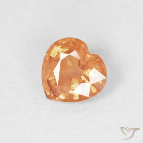 Saphir Orange moyen naturelle Cœur, 0.45 ct, VS-SI