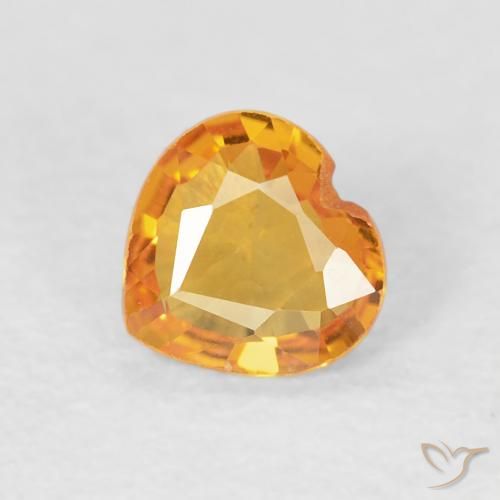 0.42ct Naturel Orange-or Saphir, Cœur, VVS