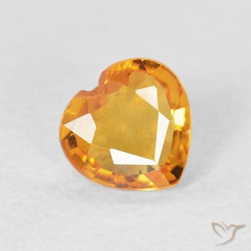 Saphir Orange-or naturelle Cœur, 0.42 ct, VVS