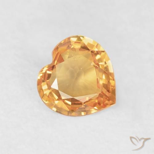 0.33ct Naturel Orange-or Saphir, Cœur, VVS