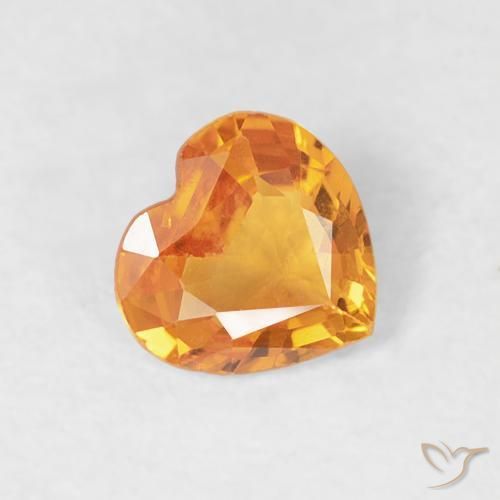 Saphir Or orange foncé naturelle Cœur, 0.34 ct, VVS-VS