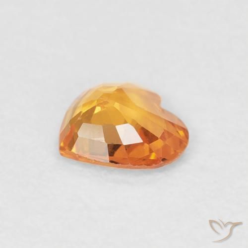 Saphir Or orange foncé naturelle Cœur, 0.34 ct, VVS-VS