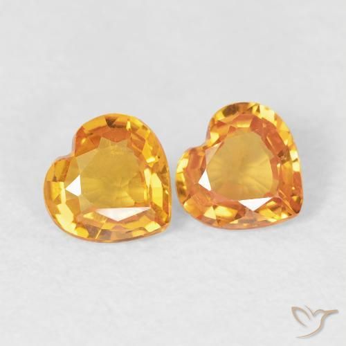 0.69ctw Naturel Orange moyen Saphir, Cœur, VVS-VS