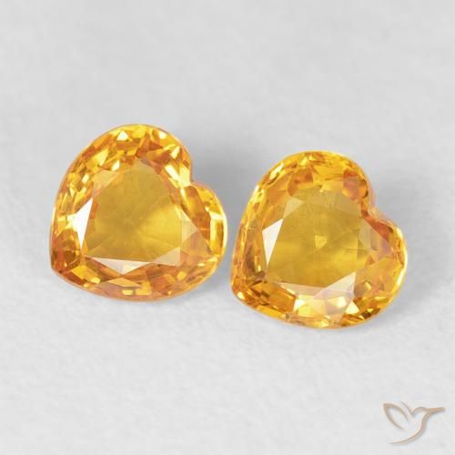 0.85ctw Naturel Or orange foncé Saphir, Cœur, VVS-VS