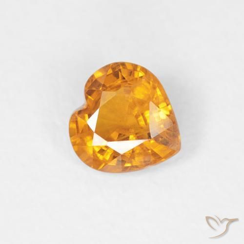 Saphir Orange moyen naturelle Cœur, 0.37 ct, VS-SI